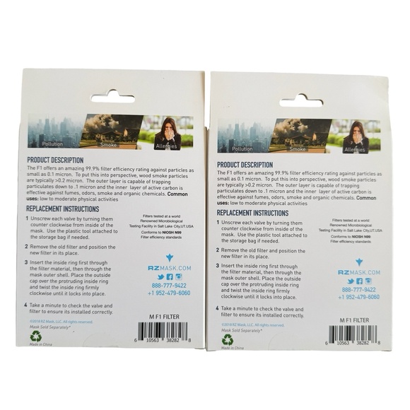 RZ Mask F1 Standard + Active Carbon Filters Bundle of 2 Medium - Picture 5 of 5